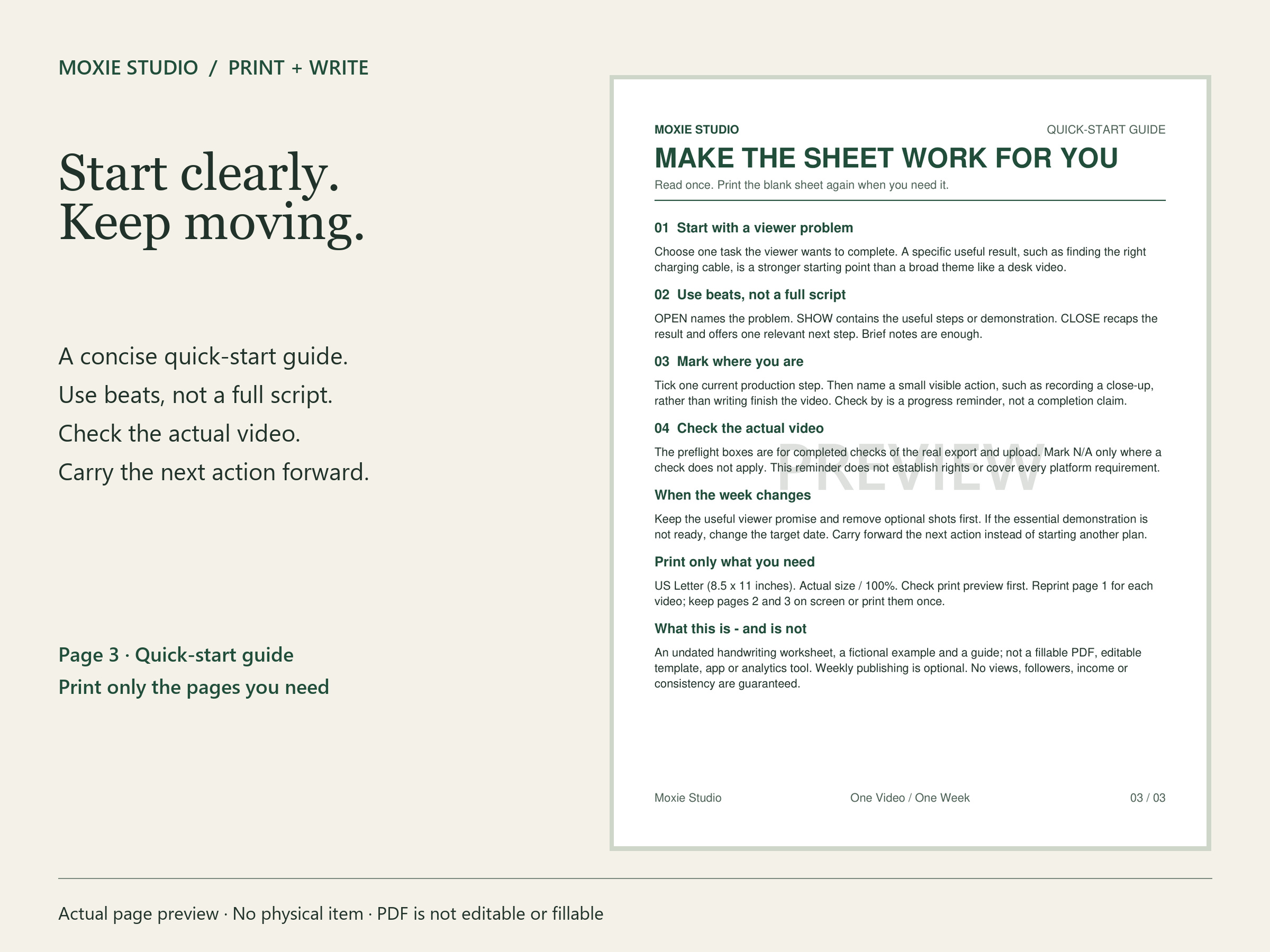 Actual quick-start guide page shown in the listing preview